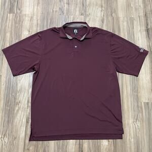 FootJoy FJ Golf Polo Shirt Mens XL Stretch Performance Solid Burgundy Active